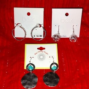 3 NWT Earrings Silver NEW Holiday Tags Belks Great Gifts Present WRAP